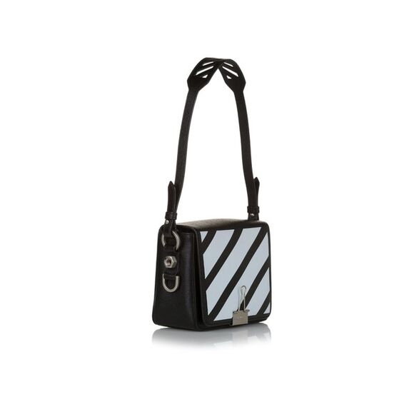 Pre Loved Off-White Leather Binder Clip Crossbody Bag Women Black - Picture 2 of 7